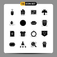 conjunto de 16 iconos de interfaz de usuario modernos signos de símbolos para elementos de diseño vectorial editables de página de trébol de salud verde irlandés vector
