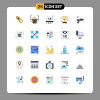 Modern Set of 25 Flat Colors Pictograph of color court auction monitor trophy achievement Editable Vector Design Elements