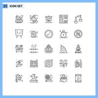 Set of 25 Vector Lines on Grid for design success perspective solution challenge Editable Vector Design Elements