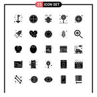 Set of 25 Solid Style Icons for web and mobile Glyph Symbols for print Solid Icon Signs Isolated on White Background 25 Icon Set Creative Black Icon vector background