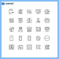 Pack of 25 creative Lines of computer search worker job group Editable Vector Design Elements