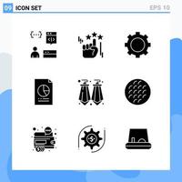 Modern 9 solid style icons Glyph Symbols for general use Creative Solid Icon Sign Isolated on White Background 9 Icons Pack Creative Black Icon vector background