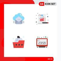 Set of 4 Vector Flat Icons on Grid for cloud cruise data metrics sea Editable Vector Design Elements