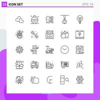 User Interface Pack of 25 Basic Lines of house home ornaments appliances process Editable Vector Design Elements