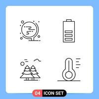 4 Line Black Icon Pack Outline Symbols for Mobile Apps isolated on white background 4 Icons Set Creative Black Icon vector background