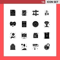 Pack of 16 Modern Solid Glyphs Signs and Symbols for Web Print Media such as hospital care map analysis transfer Editable Vector Design Elements