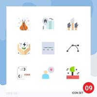 User Interface Pack of 9 Basic Flat Colors of steps care business power electricity Editable Vector Design Elements