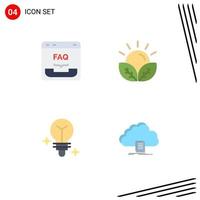 Pictogram Set of 4 Simple Flat Icons of browser garden faq crops light Editable Vector Design Elements