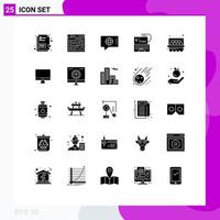 User Interface Pack of 25 Basic Solid Glyphs of money bank web digital banking technical Editable Vector Design Elements