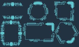 Set of Futuristic abstract techno frame vector