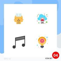 User Interface Pack of 4 Basic Flat Icons of mind media man man song Editable Vector Design Elements