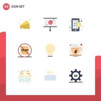 Modern Set of 9 Flat Colors and symbols such as basic light economy no food Editable Vector Design Elements