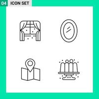 Pack of 4 Line Style Icon Set Outline Symbols for print Creative Signs Isolated on White Background 4 Icon Set Creative Black Icon vector background