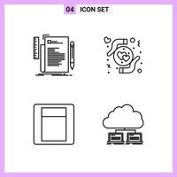 4 Icons in Line Style Outline Symbols on White Background Creative Vector Signs for Web mobile and Print Creative Black Icon vector background