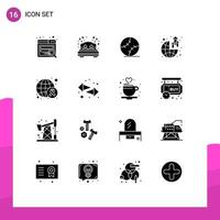 Modern Set of 16 Solid Glyphs and symbols such as day awareness baseball profit growth Editable Vector Design Elements