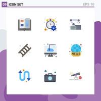 Modern Set of 9 Flat Colors Pictograph of cloud service atoumated job fire Editable Vector Design Elements