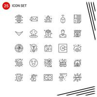 Group of 25 Modern Lines Set for data computer avatar wifi user Editable Vector Design Elements