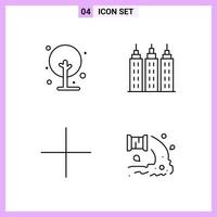 4 Icons in Line Style Outline Symbols on White Background Creative Vector Signs for Web mobile and Print Creative Black Icon vector background