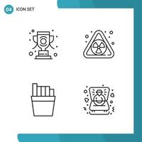 Vector Pack of 4 Outline Symbols Line Style Icon Set on White Background for Web and Mobile Creative Black Icon vector background