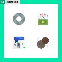 Mobile Interface Flat Icon Set of 4 Pictograms of camera roller timer stopwatch biscuit Editable Vector Design Elements