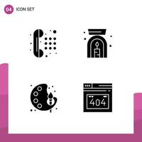 4 User Interface Solid Glyph Pack of modern Signs and Symbols of communication paint dial pad spa error Editable Vector Design Elements