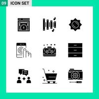 paquete de 9 iconos de estilo sólido conjunto de símbolos de glifo para imprimir signos creativos aislados en fondo blanco 9 conjunto de iconos fondo de vector de icono negro creativo