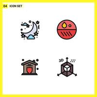 Stock Vector Icon Pack of 4 Line Signs and Symbols for celebration protection moon dry home Editable Vector Design Elements