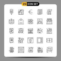 25 Black Icon Pack Outline Symbols Signs for Responsive designs on white background 25 Icons Set Creative Black Icon vector background