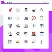 Editable Vector Line Pack of 25 Simple Flat Colors of education soft serve information food list Editable Vector Design Elements