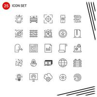 Mobile Interface Line Set of 25 Pictograms of policy cookies aim shopping ecommerce Editable Vector Design Elements