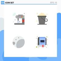 Pack of 4 Modern Flat Icons Signs and Symbols for Web Print Media such as coffee backside machine cleaning book Editable Vector Design Elements