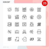 paquete de iconos de vector de stock de 25 signos y símbolos de línea para elementos de diseño de vector editables de lápiz de herramienta de clip de bonificación de descuento