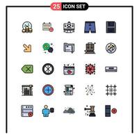 conjunto de 25 iconos de interfaz de usuario modernos signos de símbolos para pantalones cortos de disco ropa de computadora elementos de diseño vectorial editables vector