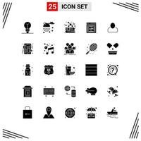 Mobile Interface Solid Glyph Set of 25 Pictograms of man software book application programmer interface api Editable Vector Design Elements