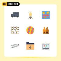 Universal Icon Symbols Group of 9 Modern Flat Colors of dandruff grid camp electricity chip Editable Vector Design Elements