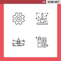 Set of 4 Vector Filledline Flat Colors on Grid for cogs water wheel gardening clean Editable Vector Design Elements