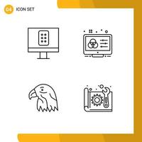 Mobile Interface Line Set of 4 Pictograms of control bird creative control usa Editable Vector Design Elements