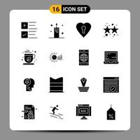 16 Black Icon Pack Glyph Symbols Signs for Responsive designs on white background 16 Icons Set Creative Black Icon vector background