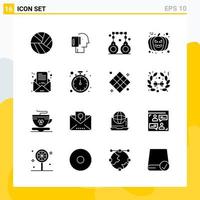 colección de 16 iconos sólidos universales conjunto de iconos para web y móvil fondo de vector de icono negro creativo