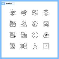 16 Thematic Vector Outlines and Editable Symbols of dollar wheel peanuts cog recruitment Editable Vector Design Elements