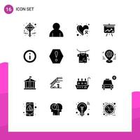 Editable Vector Line Pack of 16 Simple Solid Glyphs of alert ecommerce cancer board display Editable Vector Design Elements