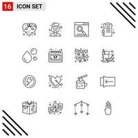 16 Creative Icons Modern Signs and Symbols of fatty acid education engine clipboard search Editable Vector Design Elements