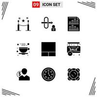 9 Icons Solid Style Grid Based Creative Glyph Symbols for Website Design Simple Solid Icon Signs Isolated on White Background 9 Icon Set Creative Black Icon vector background