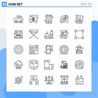 Modern 25 Line style icons Outline Symbols for general use Creative Line Icon Sign Isolated on White Background 25 Icons Pack Creative Black Icon vector background