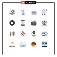 Universal Icon Symbols Group of 16 Modern Flat Colors of focus aperture mail flag astronaut Editable Pack of Creative Vector Design Elements