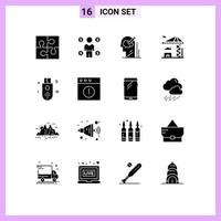 Set of 16 Modern UI Icons Symbols Signs for building real consumer crane idea Editable Vector Design Elements