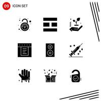 Set of 9 Modern UI Icons Symbols Signs for speaker electronics hand devices tabs Editable Vector Design Elements