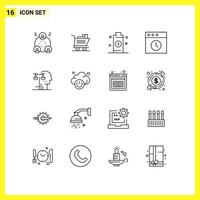 User Interface Pack of 16 Basic Outlines of judgment court electricity choice history Editable Vector Design Elements