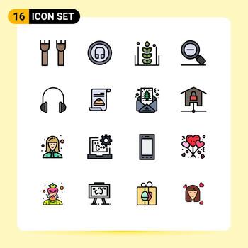 Pictogram Set of 16 Simple Flat Color Filled Lines of search less magnify ui less thanksgiving Editable Creative Vector Design Elements
