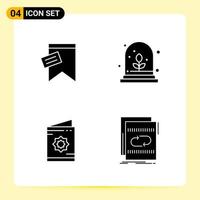 4 Creative Icons for Modern website design and responsive mobile apps 4 Glyph Symbols Signs on White Background 4 Icon Pack Creative Black Icon vector background